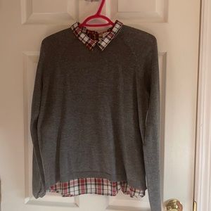 Collared shirt with plaid back